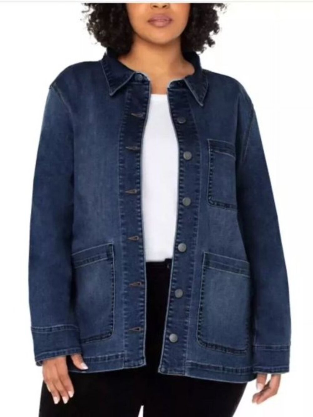 Well Worn Denim Chore Jacket XL Dark Wash Snap Button
